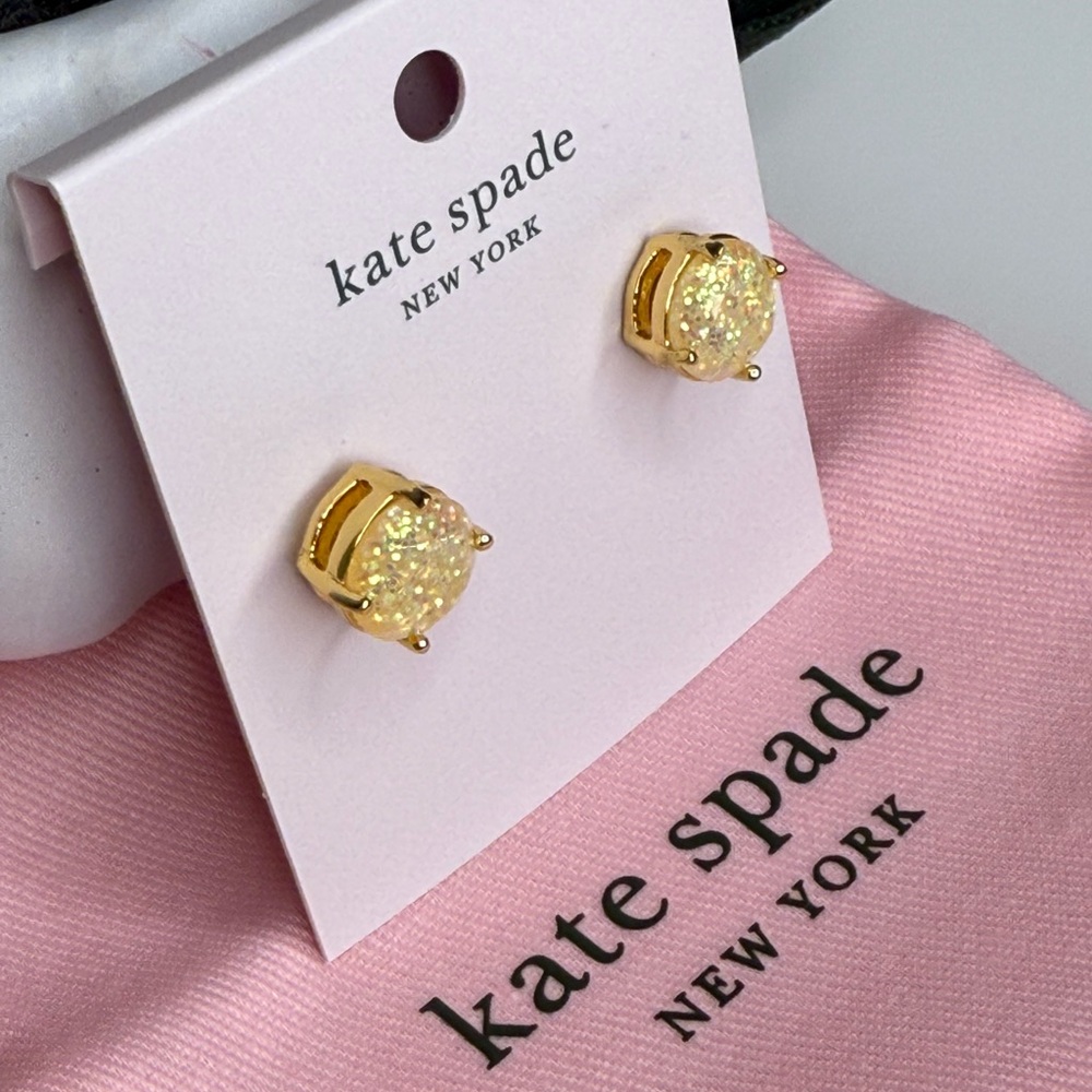 Kate Spade ♠️ Opal Glitter Gold Stud Earrings NEW